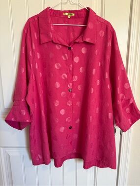Trisha Tyler Polka Dot Button-Down Blouse in Pink